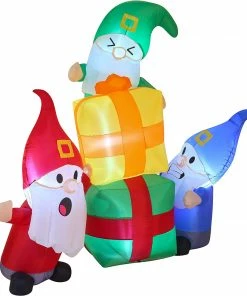 Joiedomi All Holiday Decor 6 FT Long Three Gnomes With Two Gifts
