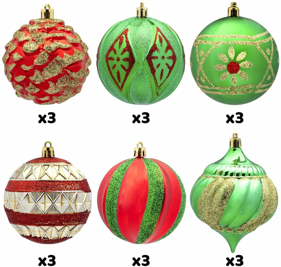 Joiedomi All Holiday Decor 3.15" Red, Green & Gold Glitter Ball 18 Pcs 2 Joiedomi All Holiday Decor 3.15" Red, Green & Gold Glitter Ball 18 Pcs