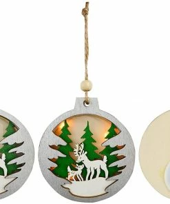 Joiedomi All Holiday Decor 6Pcs Christmas LED Wooden Ornaments 6 Joiedomi All Holiday Decor 6Pcs Christmas LED Wooden Ornaments