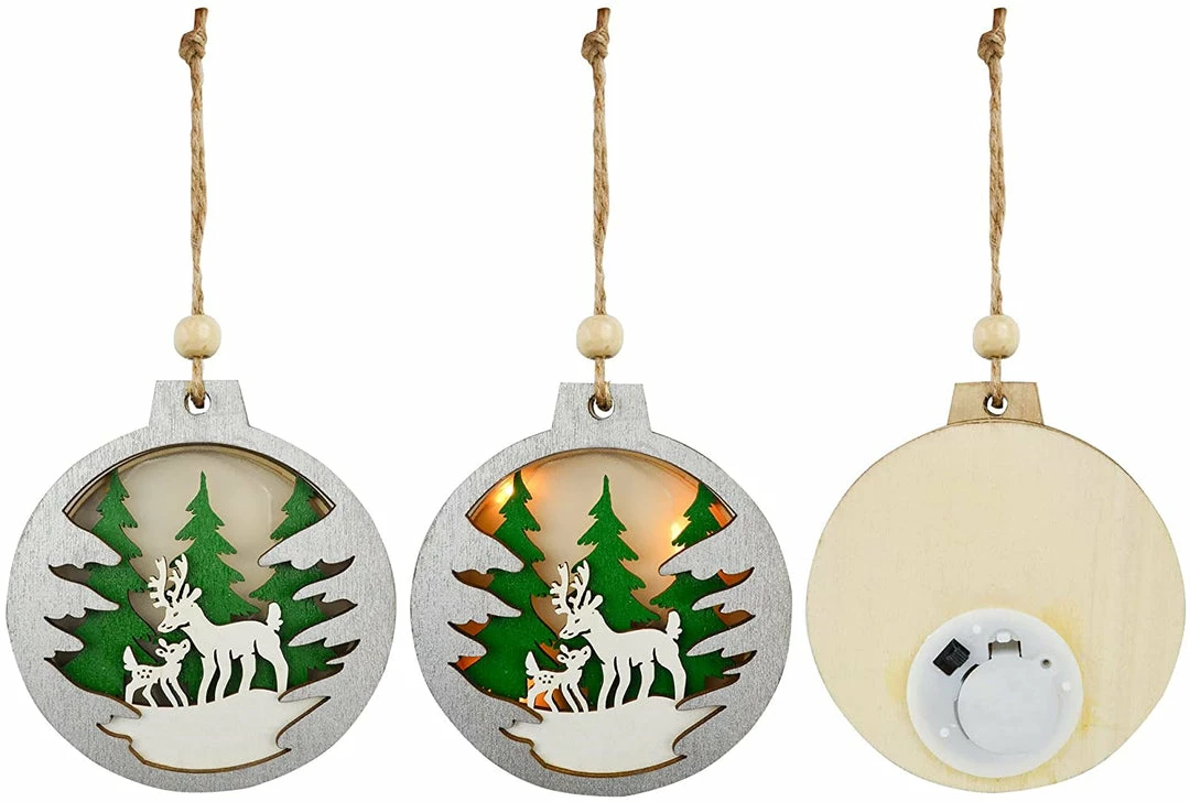 Joiedomi All Holiday Decor 6Pcs Christmas LED Wooden Ornaments 3 Joiedomi All Holiday Decor 6Pcs Christmas LED Wooden Ornaments