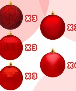 Joiedomi 18Pcs Christmas Ball Ornaments Red 6 Joiedomi 18Pcs Christmas Ball Ornaments Red