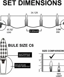 Joiedomi 50.5 FT 150 Counts C6 Warm White Christmas String Lights