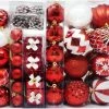 Joiedomi All Holiday Decor 87ct Assorted Red & White Christmas Ornaments Set With Pine Corn