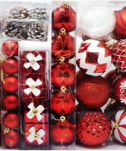 Joiedomi All Holiday Decor 87ct Assorted Red & White Christmas Ornaments Set With Pine Corn 6 Joiedomi All Holiday Decor 87ct Assorted Red & White Christmas Ornaments Set With Pine Corn