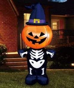 Joiedomi Inflatables Large Pumpkin Skeleton Inflatable (6 Ft)