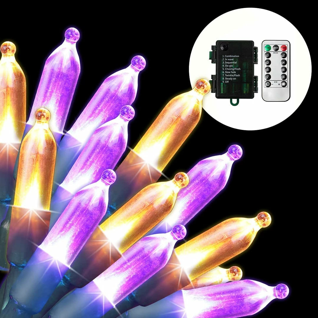 Joiedomi 17.3 FT Orange & Purple LED Battery Powered String Lights All Holiday Decor 1 Joiedomi 17.3 FT Orange & Purple LED Battery Powered String Lights All Holiday Decor