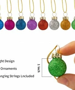 Joiedomi All Holiday Decor 36 Pcs 1 Inch Christmas Mini Glitter Glass Balls Ornaments