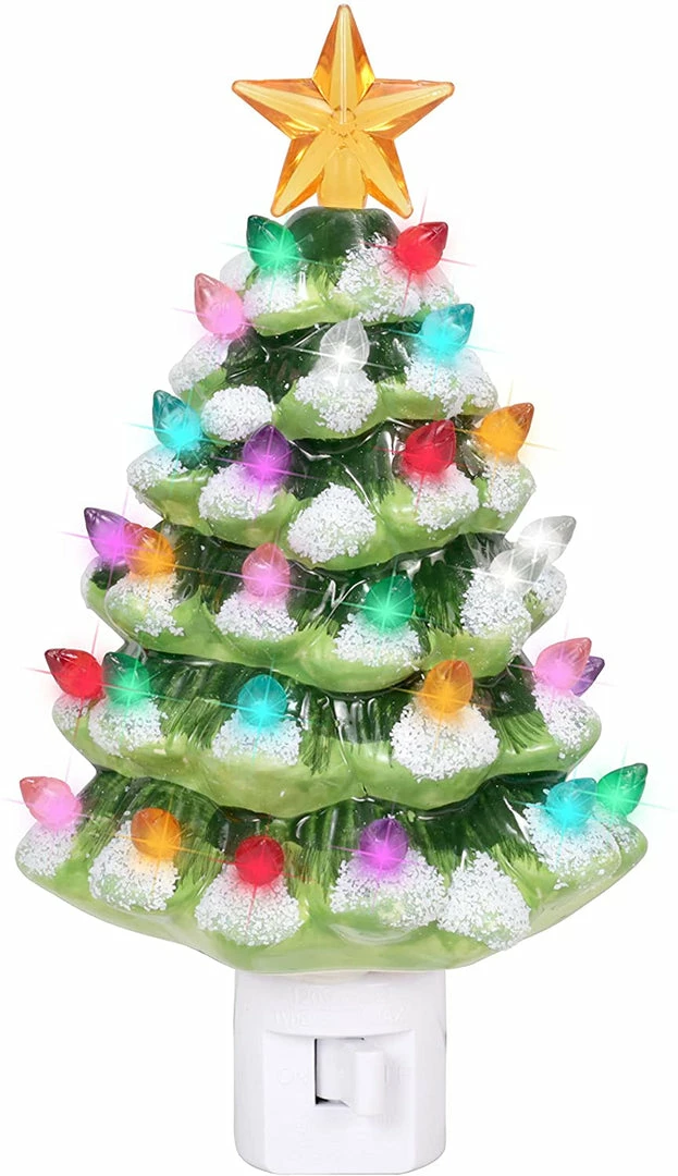 Joiedomi All Holiday Decor 2 Packs Ceramic Christmas Tree Night Light 2 Joiedomi All Holiday Decor 2 Packs Ceramic Christmas Tree Night Light