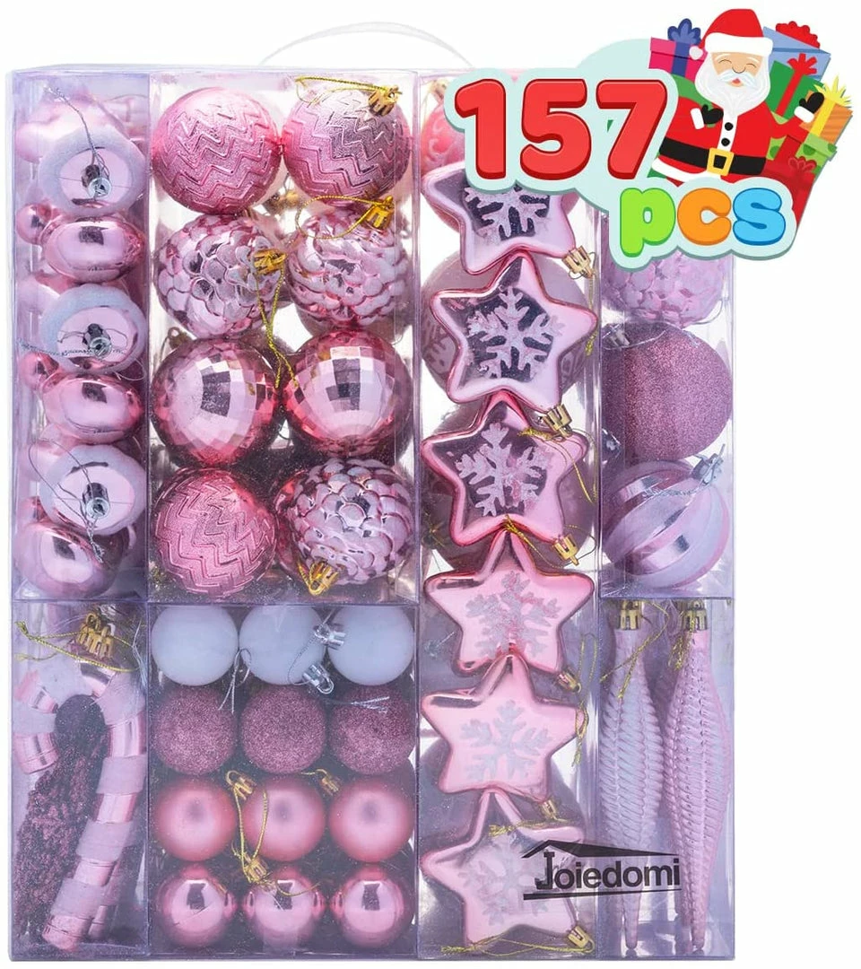 Joiedomi All Holiday Decor 157 Pcs Christmas Ornaments With A Star Tree Topper Rosegold & White 1 Joiedomi All Holiday Decor 157 Pcs Christmas Ornaments With A Star Tree Topper Rosegold & White