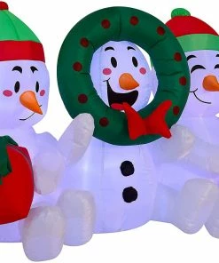 Joiedomi 6 FT Long Inflatable Three Sitting Snowmans