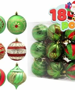 Joiedomi All Holiday Decor 3.15" Red, Green & Gold Glitter Ball 18 Pcs