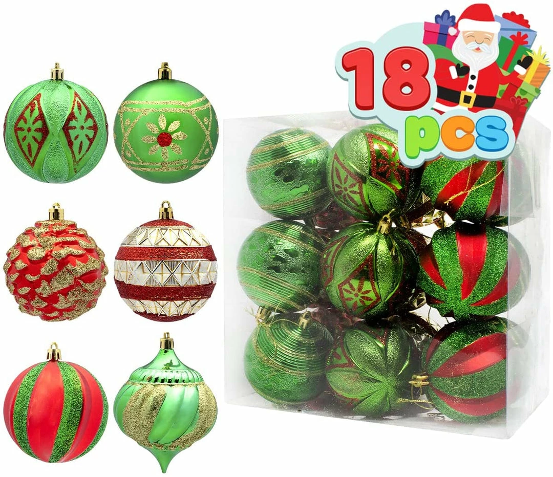 Joiedomi All Holiday Decor 3.15'' Red, Green & Gold Glitter Ball 18 Pcs 1 Joiedomi All Holiday Decor 3.15'' Red, Green & Gold Glitter Ball 18 Pcs