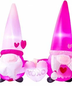 Joiedomi 6FT Tall Inflatable Valentines Day Gnomes Couple LED Lighted Decoration