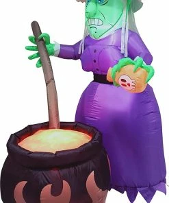 Joiedomi Inflatables Halloween Large Witch With Cauldron Inflatable (6 Ft)