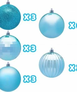 Joiedomi All Holiday Decor 3.15'' Baby Blue Christmas Ball Ornaments 18Pcs