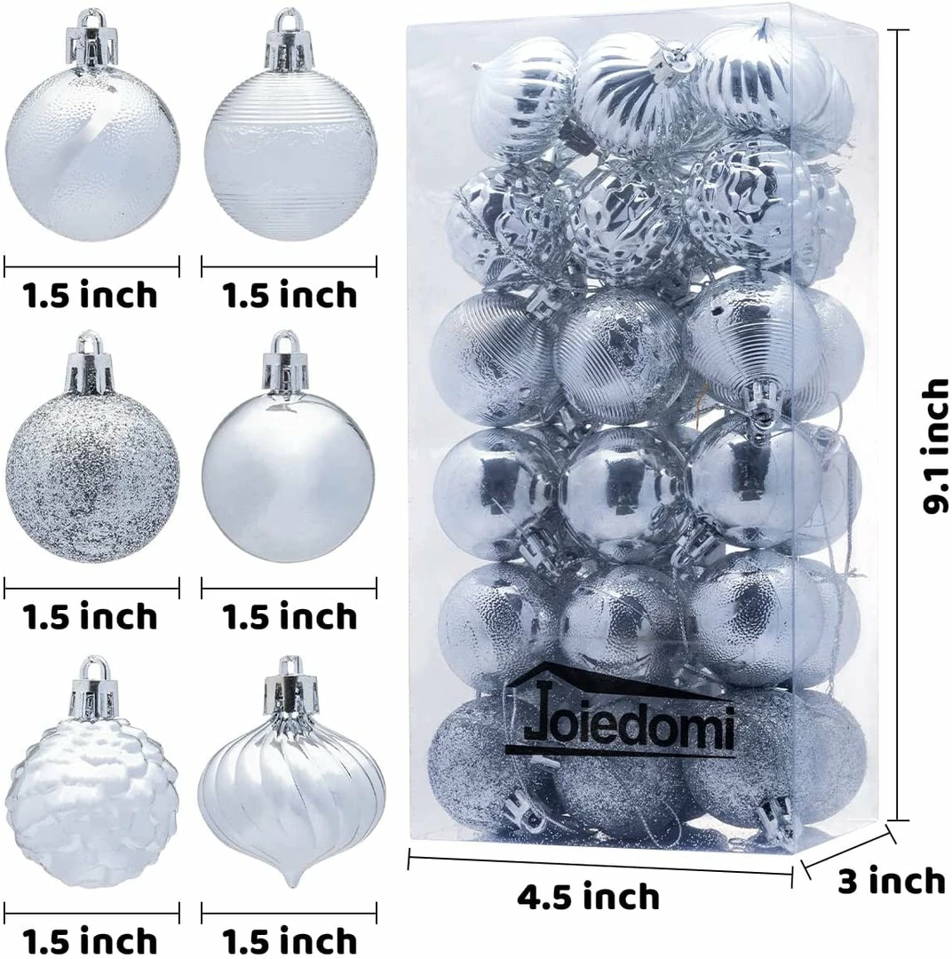 Joiedomi 1.57" Silver Christmas Ball Ornaments 36Pcs 2 Joiedomi 1.57" Silver Christmas Ball Ornaments 36Pcs