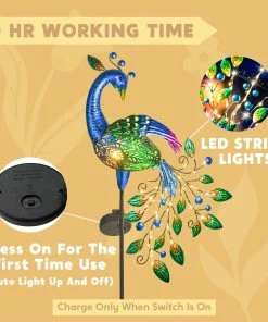 Joiedomi 2Pcs. Solar Pathway Lights Peacock Shaped Lawn Decor