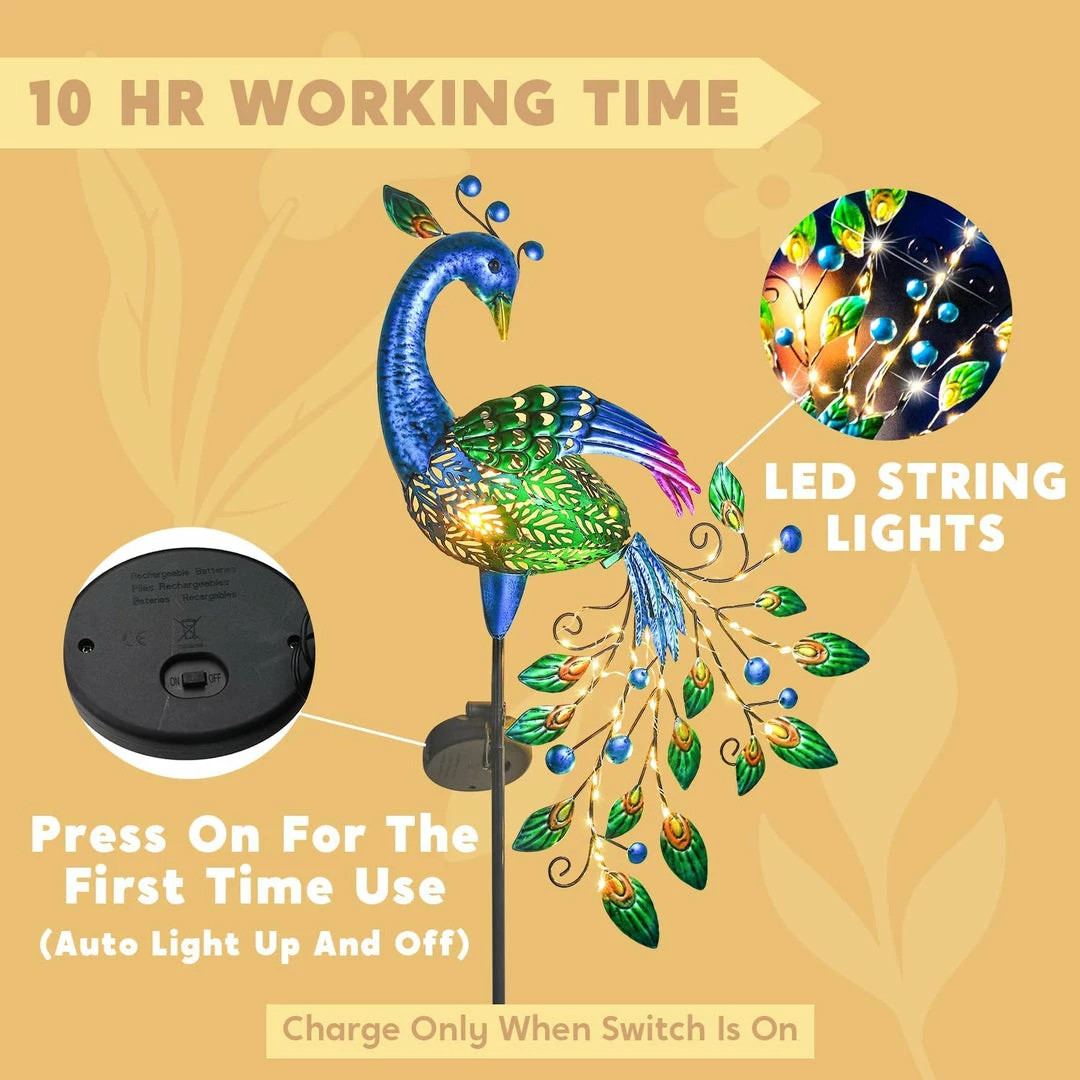 Joiedomi 2Pcs. Solar Pathway Lights Peacock Shaped Lawn Decor 2 Joiedomi 2Pcs. Solar Pathway Lights Peacock Shaped Lawn Decor