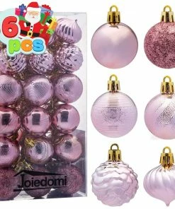 Joiedomi All Holiday Decor 1.57" Rosegold Christmas Ball Ornaments 36Pcs