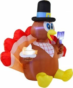 Joiedomi 6.5 Foot Thanksgiving Inflatable Turkey Eating Pie All Holiday Decor