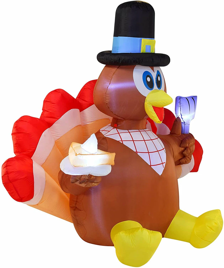 Joiedomi 6.5 Foot Thanksgiving Inflatable Turkey Eating Pie All Holiday Decor 2 Joiedomi 6.5 Foot Thanksgiving Inflatable Turkey Eating Pie All Holiday Decor
