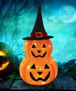 Joiedomi 3 Ft Halloween Tinsel Collapsible Pumpkin Light Decorations