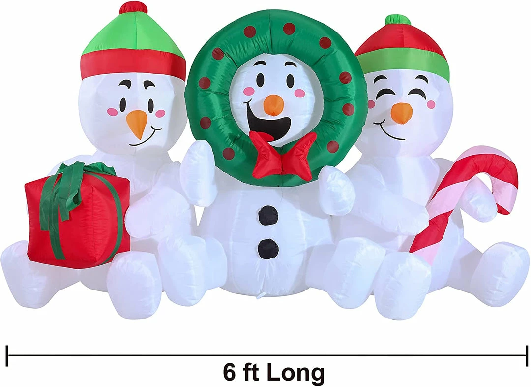 Joiedomi 6 FT Long Inflatable Three Sitting Snowmans 3 Joiedomi 6 FT Long Inflatable Three Sitting Snowmans