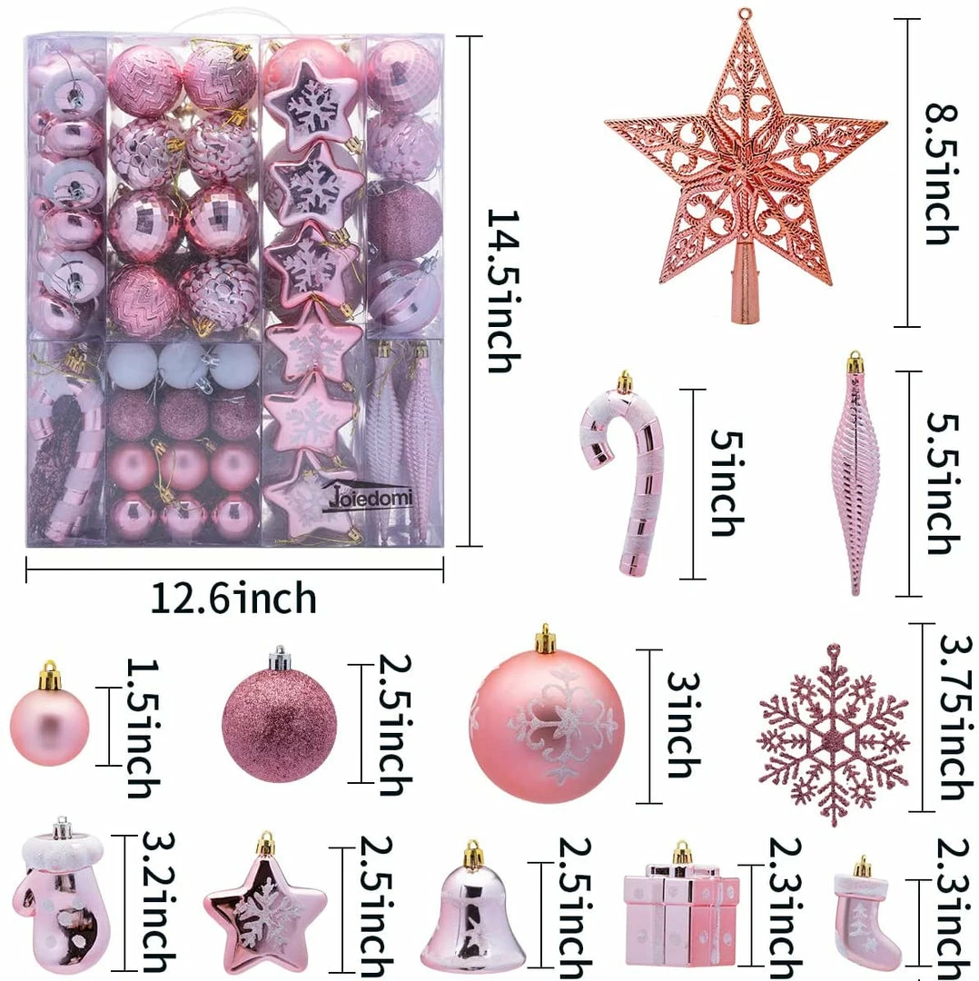 Joiedomi All Holiday Decor 157 Pcs Christmas Ornaments With A Star Tree Topper Rosegold & White 3 Joiedomi All Holiday Decor 157 Pcs Christmas Ornaments With A Star Tree Topper Rosegold & White