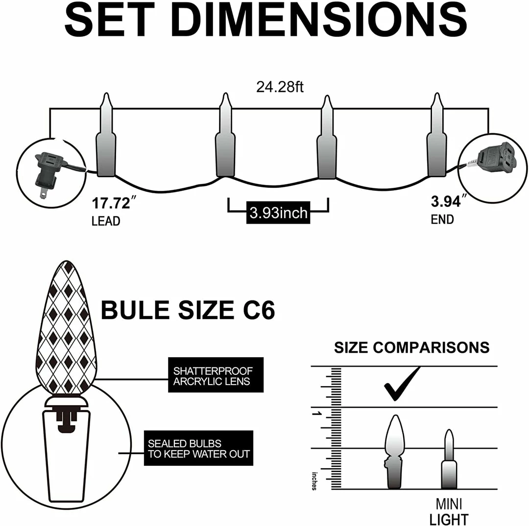 Joiedomi All Holiday Decor 2 X 70 LED C6 Christmas String Lights 6 Joiedomi All Holiday Decor 2 X 70 LED C6 Christmas String Lights