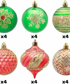 Joiedomi All Holiday Decor 24 Pcs Christmas Ball Glitter Ornaments Set