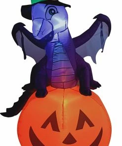 Joiedomi Inflatables Tall Dragon On Pumpkin Inflatable (5 Ft)