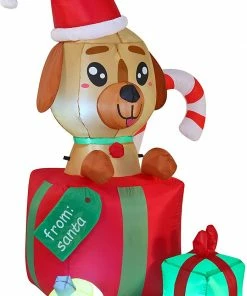 Joiedomi 6 FT Tall Inflatable A Puppy In A Gift Inflatables