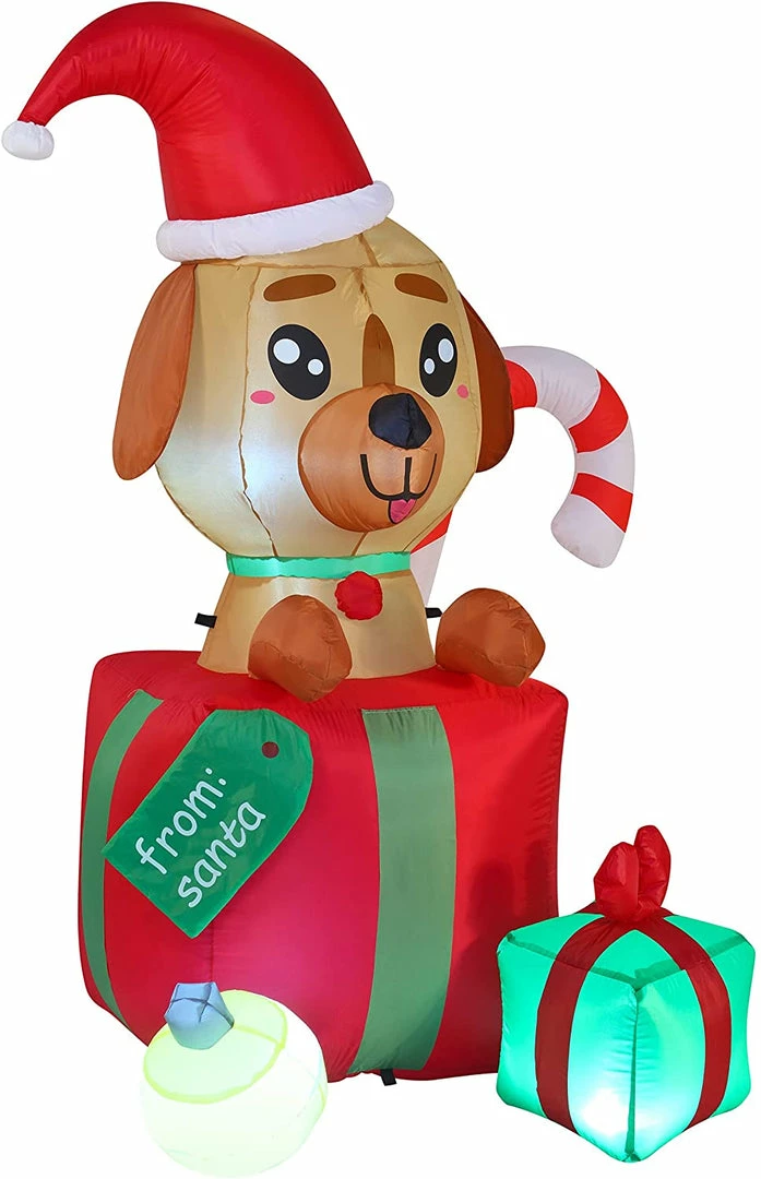 Joiedomi 6 FT Tall Inflatable A Puppy In A Gift Inflatables 2 Joiedomi 6 FT Tall Inflatable A Puppy In A Gift Inflatables