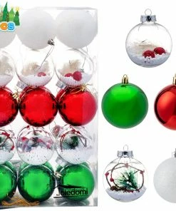 Joiedomi All Holiday Decor 3.15'' Red & Green Assorted Style Christmas Ball Ornaments 30Pcs