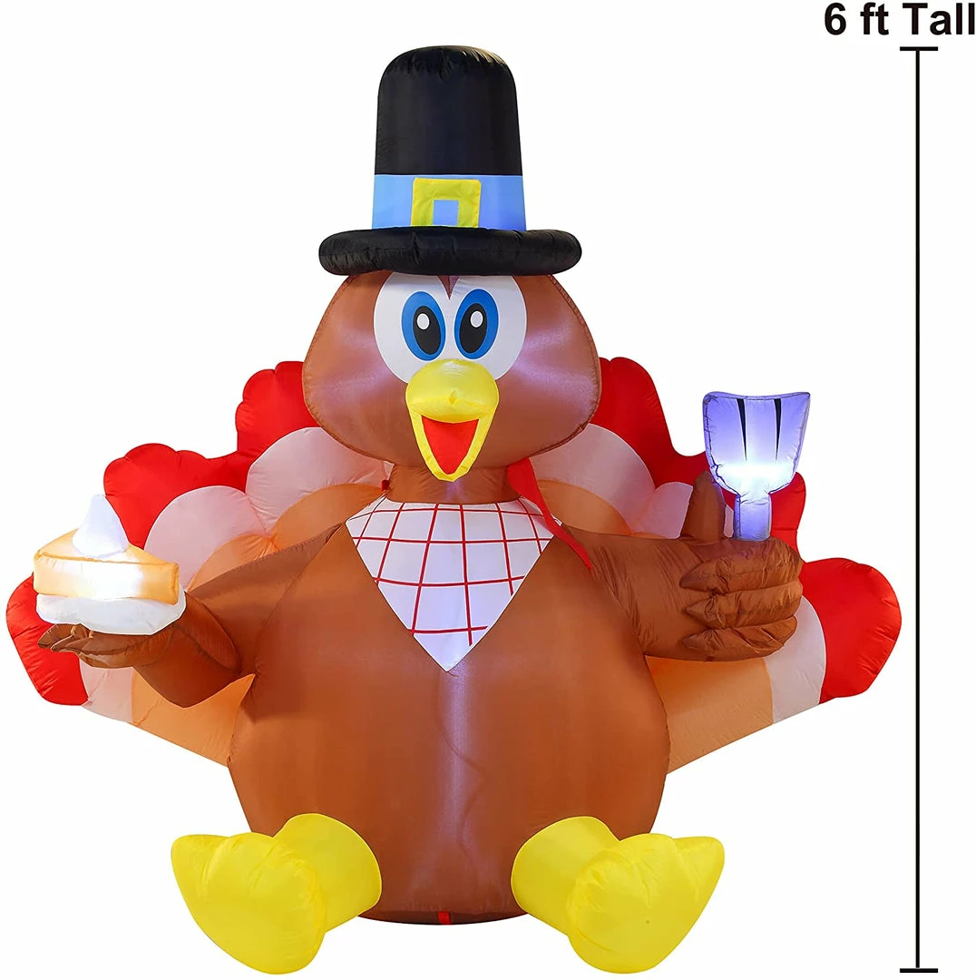 Joiedomi 6.5 Foot Thanksgiving Inflatable Turkey Eating Pie All Holiday Decor 5 Joiedomi 6.5 Foot Thanksgiving Inflatable Turkey Eating Pie All Holiday Decor