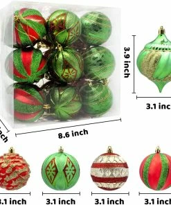 Joiedomi All Holiday Decor 3.15" Red, Green & Gold Glitter Ball 18 Pcs 5 Joiedomi All Holiday Decor 3.15