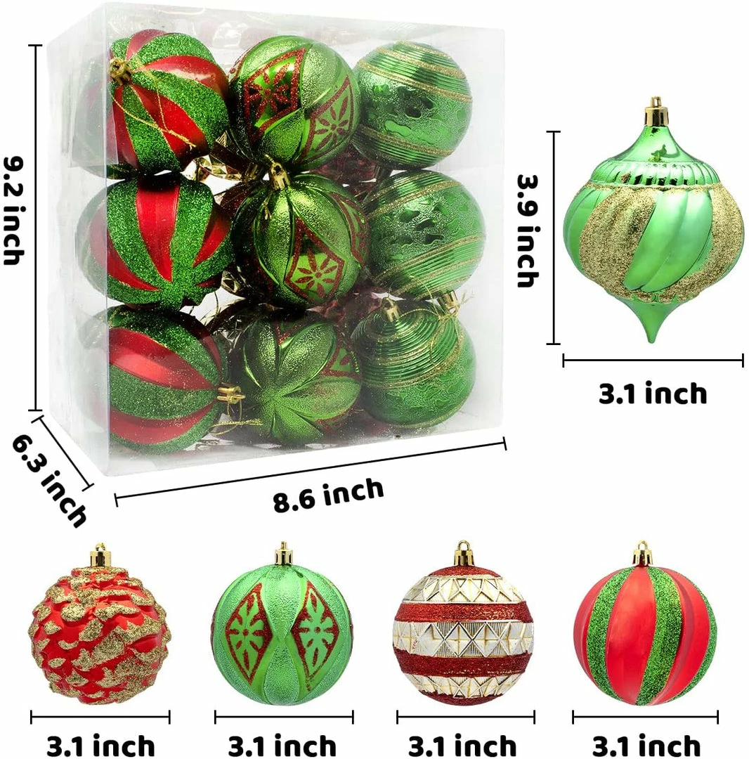Joiedomi All Holiday Decor 3.15" Red, Green & Gold Glitter Ball 18 Pcs 3 Joiedomi All Holiday Decor 3.15" Red, Green & Gold Glitter Ball 18 Pcs