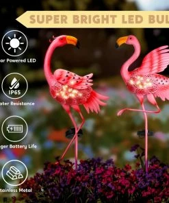 Joiedomi 2 Pack Pink Flamingo Garden Solar Lights 11 Joiedomi 2 Pack Pink Flamingo Garden Solar Lights