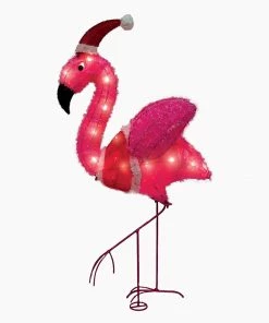Joiedomi All Holiday Decor 3ft LED Yard Lights - Tinsel Flamingo With Christmas Hat