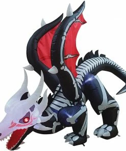 Joiedomi Jumbo Crouching Skeleton Dragon Inflatable (8 Ft) Halloween