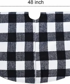 Joiedomi All Holiday Decor 48" Thick Plaid White Baffalo Christmas Tree Skirt