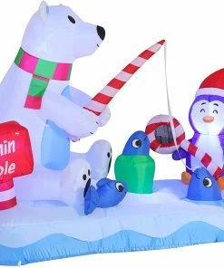 Joiedomi 6 FT Long Inflatable Fishing Hole Sign With Polar Bear Fishing