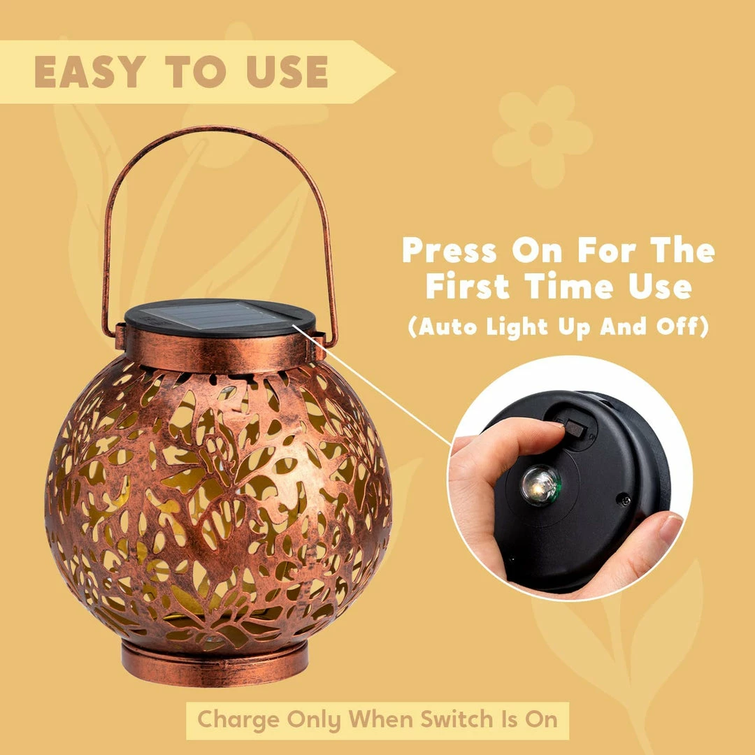 Joiedomi 2 Pack Outdoor Solar Hanging Lantern Lights, Moroccan Lanterns Lawn Decor 2 Joiedomi 2 Pack Outdoor Solar Hanging Lantern Lights, Moroccan Lanterns Lawn Decor