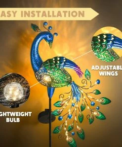 Joiedomi 2Pcs. Solar Pathway Lights Peacock Shaped Lawn Decor
