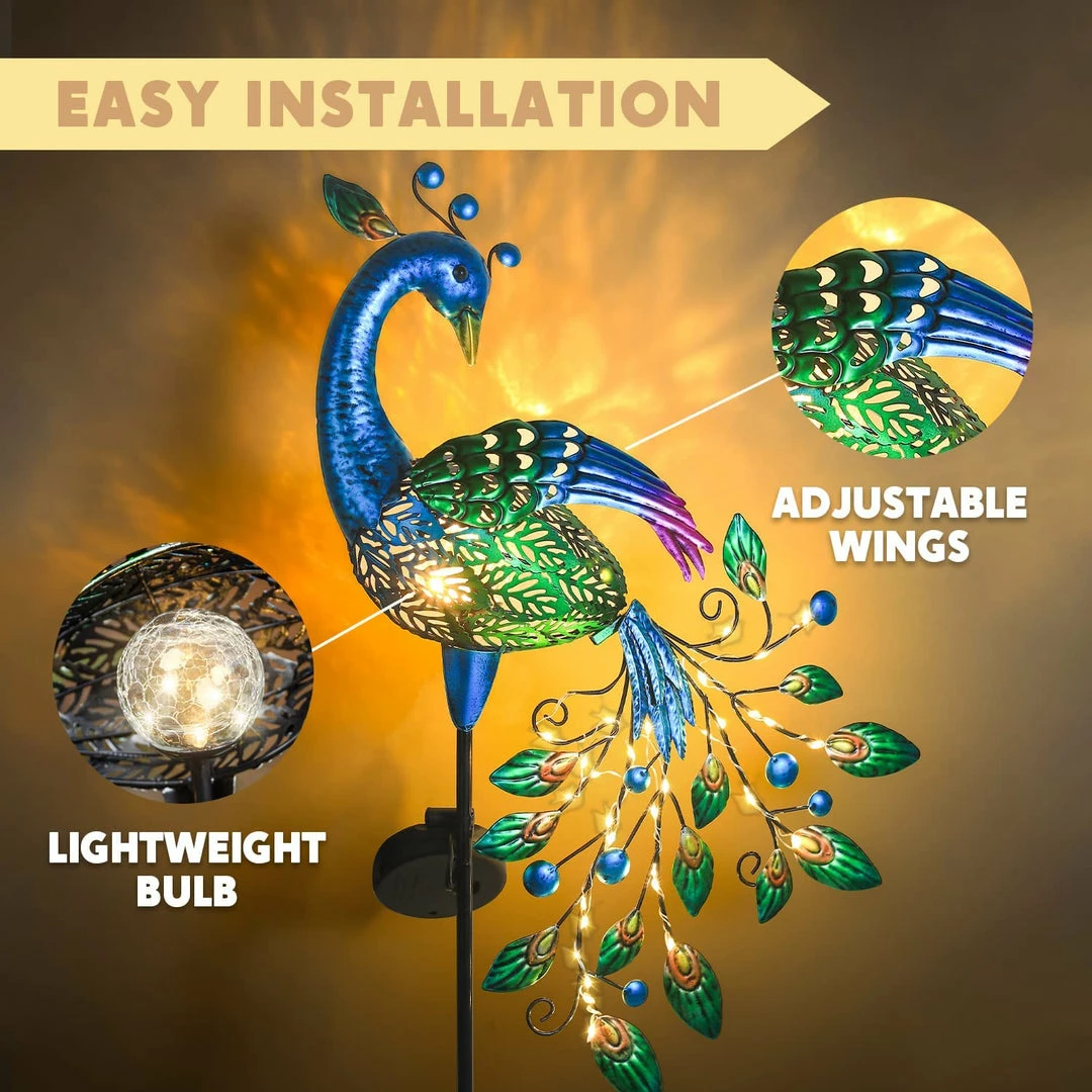 Joiedomi 2Pcs. Solar Pathway Lights Peacock Shaped Lawn Decor 1 Joiedomi 2Pcs. Solar Pathway Lights Peacock Shaped Lawn Decor