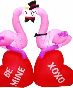 Joiedomi 5FT Tall LED Lights Flamingos Couple Valentines Day Holiday Inflatable Decoration Inflatables