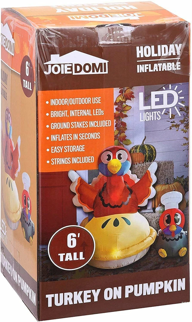 Joiedomi Inflatables Large Turkey On A Pumpkin Pie Inflatable (6 Ft) 6 Joiedomi Inflatables Large Turkey On A Pumpkin Pie Inflatable (6 Ft)