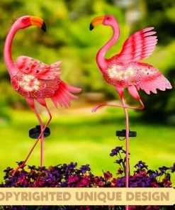Joiedomi 2 Pack Pink Flamingo Garden Solar Lights 12 Joiedomi 2 Pack Pink Flamingo Garden Solar Lights
