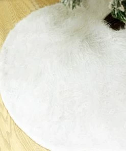 Joiedomi 36¡± Faux Fur Christmas Tree Skirt, Snowy White