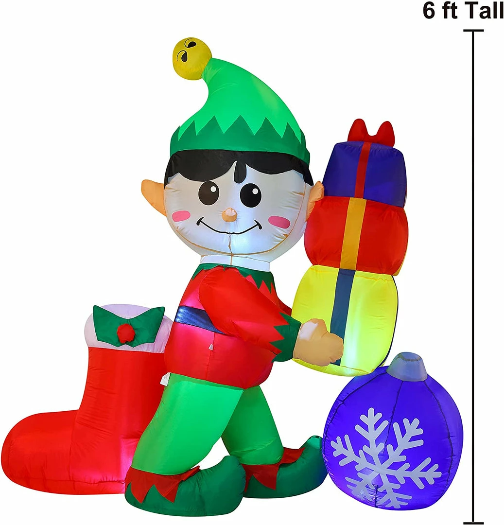 Joiedomi 6 Ft Tall Inflatable Elf Holding Gifts All Holiday Decor 4 Joiedomi 6 Ft Tall Inflatable Elf Holding Gifts All Holiday Decor